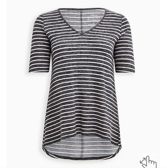 HI-LOW TUNIC - SUPER SOFT PLUSH STRIPE BLACK & WHITE - Picture 1 of 4